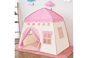JRUKM Tipi Tente pour Enfants Château de Princesse 130x100x130cm - Intérieur Extérieur Jardin