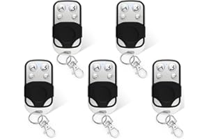 TIMES MARK 433.92 MHz Universal Garage Door Remote Control 5Pcs, Wireless Garage Door Opener Cloning Key Fob with 4 Buttons with Key Cover Slide, Gate Wireless Fob,Car Garage Door, Roller Shutters