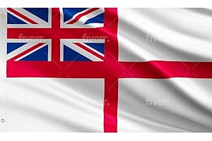 MUSTAVO White Ensign Flag With 2 Metal Eyelets Large 5x3' Royal Navy Of United Kingdom Banner