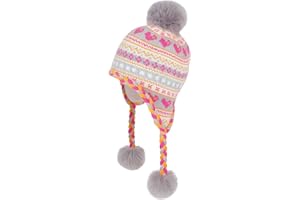 PinkSheep Girls Winter Knitted Hat with Earflaps, Thicken Fleece Lining, Children's Cap