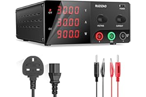 RUZIZAO Bench Power Supply Variable, 30V 30A High Power 900W DC Power Supply Adjustable with Encoder Knob, Lab Switching Power Supplies High Precision 4-Digits LED Display Stable Output Repair/Test