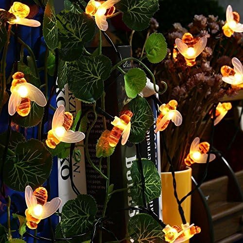 Solar Honey Bees String Lights, EONHUAYU Honey Bees Lights 30 LED Waterproof Bee String Lights for Outdoor Garden Summer Party Wedding Xmas Decoration (Warm White)