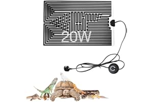 ZOYDP Heat Mat Reptile, 20W Heat Mat with Thermostat, Reptile Heat Mats with 10 Levels of Temperature Adjustment, Reptile Heat Pad for Lizard Gecko Tortoise Snakes Hermit Crab Turtle Amphibians