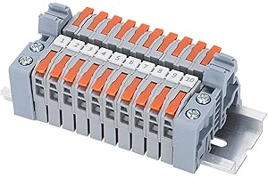 Alriedy Hutschienen Klemmen LT-2,5 orange Reihenklemme,Klemmleiste Elektro für Schnelles Verdrahten,Durchgangsklemme für Elektrische Leitungsverbindungen, Geeignet für DIY-Projekte und Elektrotechnik