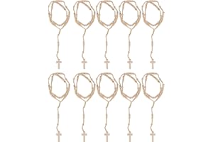Serlium Collana Rosario da Uomo Rosario in Legno 10 Pezzi 42cm Stile Crocifisso da Parete per Collana Uomo e Donna (Beige)