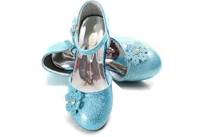 ELSA & ANNA Zapatos de Princesa niña - 3 cm tacón - Zapatos de fantasía con Brillos y Cristales - para Fiestas, cumpleaños y Cosplay - Tacones niña Princesa (SHOES2)