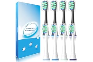 Wardimark Cabezales Compatible con Philips Sonicare Cepillo Eléctrico, 8er Recambio Cepillo Cabezales de Repuesto (4 Negro+4 Blanco, 8 unidad (Paquete de 1))