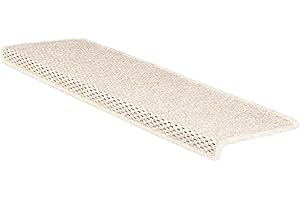 Casa PuraStair Mat in Sisal Look, Flat Weave with Tiger Eye Structure, Robust Protection, 65 x 23.5 cm, Rectangular, Single Tread Mat, Cream, Pack of 15, Calcuta