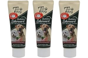 Tubi Dog Delikatess Leberwurst | 3er Pack | 3 x 75 g | Leckerli für Hunde | Ohne Geschmacksverstärker, Konservierungs- oder Farbstoffe | In der praktischen Soft-Touch-Tube
