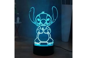 LAMCHIM Stitch LED Night Light, Stitch 16 colori 3D Visual Desk Lamp Decor, Touch Remote Kids Night Lamp USB Powered, Teens New Year Christmas Moon Light Con7 colori che cambiano luce notturna