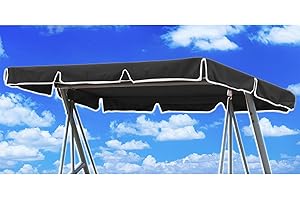 KEKAFU Hollywood Swing Replacement Roof 210 x 145 cm, Hollywood Swing Roof Universal Size, Hollywood Swing Roof Cover, Universal, Sun Canopy for Hollywood Swing with 2 Tunnel Loops, 100% Polyester (Black)
