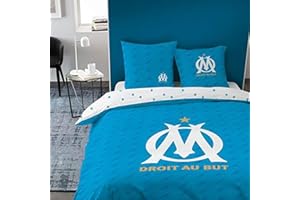 OLYMPIQUE DE MARSEILLE OM Housse de Couette + taie d'oreiller 100% Coton - Voilure 240 X 220 + 2 to 63X63 Cm, Bleu