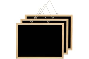 GOYADA Lot de 3 Tableau à Craie Noir avec Cadre en Bois, Tableau de Craie Noir 40 x 30 cm, Tableaux Noirs pour Cuisine Menu, École, Bar, Décoration