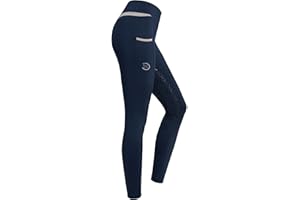 RIDERS CHOICE Damen Reitleggings mit Silikonvollbesatz und Handytasche, Silver Design - RidersDeal Collection für Reiter