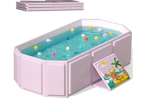 ROUSKY Vasca da bagno pieghevole portatile per bambini, 75 x 45 x 24 cm, adatta per 0-6 anni, rosa/verde menta (rosa)