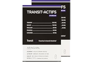 ARAGAN - Synactifs Lot de 2 Transitactifs - Complément Alimentaire Transit Intestinal - Tamarin, Mauve, Psyllium, Pruneau, Chicorée - 40 gélules - 20 jours de prise - Fabriqué en France