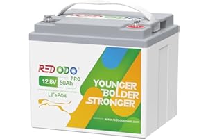 Redodo Batterie au Lithium LiFePO4 12V 50Ah avec BMS 50A, 4000-8000 Cycles et 10 Ans de Vie, idéal pour Camping Cars, Camping