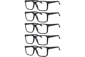 Eyekepper Zestaw 5 par okularów do czytania dla kobiet i mężczyzn, z dużymi kwadratowymi szkłami i zawiasami sprężynowymi