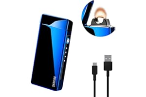 SKRFIRE Electric Lighter Windproof Flame Electric Lighter Plasma Lighter Arc Lighter Rechargeable USB Lighter with Battery Indicator (Blue)
