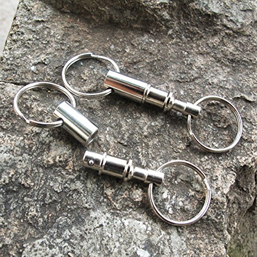 Preisvergleich Produktbild Zantec 1 STÜCKE Tragbare Abnehmbare Schnellverschluss Auseinanderziehen Titanlegierung Doppel Schlüsselanhänger Schlüsselanhänger Schlosshalter mit Zwei split ringe
