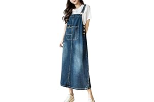 Yishengwan Vestido Peto Vaquero Mujer Largo Denim Dungaree Vestidos Monos Peto de Falda Talla Grande