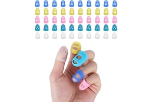 GUANGCAILUN 50 Pieces Guitar Fingertip Protectors, 5 Sizes Silicone Fingertips Guards, 5 Colors Anti Slip Finger Protectors for Guitar Playing Men Women Counting Sewing Paperwork Instrument Home Office Supplies