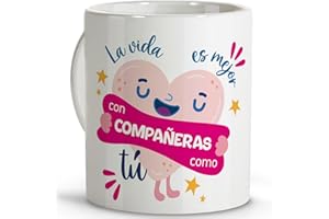 LOLAPIX Regalos para compañeros de trabajo. Tazas originales para regalar. Regalo compañera trabajo. Regalos Despedida. Detalles Compañeros de Trabajo. Aptas para Lavavajillas. Taza Compañera Cerámica 330 ml