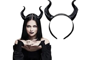 BEAVORTY Halloween Devil Horns Headband Black Horns Demon Hairband for Costume Dress Up Party Hair Accessories Hairdress Photo Props Men Women