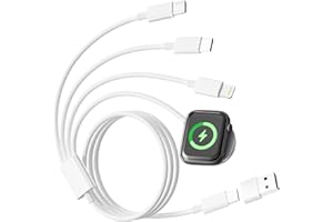 HOSOW 4 en 2 Câble pour Chargeur Apple Watch, Chargeur Watch USB C 1M Cable Apple Watch avec Lightning/USB C/iWatch/Micro pour Apple Watch Serie 9/8/7/6/5/4/3/2/SE/Ultra,iPhone 15 14 13 12,Samsung Galaxy