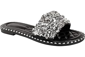 Fashion Thirsty Womens Ladies Diamante Sandals Glitter Sliders Mules Summer Sparkly Shoes Size by Heelberry
