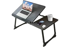 HOBUBU Upgraded Laptop Desk,Laptop Bed Table with Foldable Legs & Cup Slot, Non-Slip Table Lag Pod and Off Baffle,Laptop Tray for Bed Sofa Notebook Breakfast Work Study Reading Kids
