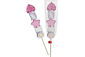 CHALANDO FRUIT & CHOCOLATE Chalando Spiedini Marshmallow Rosa 12 Pezzi, Spiedini Dolci Colorati con Caramelle Morbide, Idea Golosa per Compleanni, Eventi Speciali, Regali e Allestimenti per Feste a Tema (Rosa)