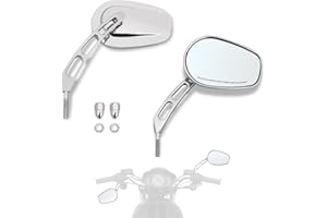 Hokuotolite Motorcycle Mirrors,Left & Right Side Handlebar Mount Rearview mirrors for Harley CVO Dyna Electra Glide Road Glide Road King Softail Street Glide Sportster 1200 883,Chrome