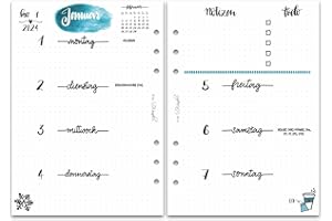 ‎SINNWUNDER SinnWunder® Premium Kalendereinlagen 2024 - Wochen-Kalender mit 1 Woche auf 2 Seiten – Größe Din A5 – 6-fach-Lochung – LetteringSinn