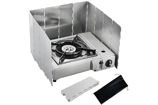 12 Plaques Pare-Vent Pliable Rechaud Aluminium avec Sac De Rangement, Pare Vent Rechaud Gaz, Pare-Brise De Réchaud De Camping, Portable Stove Pare-Brise pour Camping Réchaud Extérieur, Pique-Nique