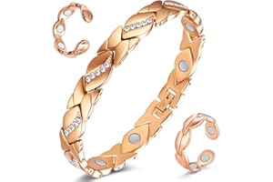 ‎CIGMAG Cigmag Lymphdrainage Magnetarmband Damen Frauen Ultrastarke Magnete Titanstahl Magnetisches verstellbar mit Entnahmewerkzeug und Geschenkbox (Rose Gold)