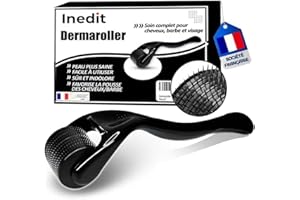 NEDIT Dermaroller - Repousse Cheveux et Barbe - 0,5mm - 540 Micro-Aiguilles en Titane Médical - Rouleau Pour Traitement Visage/Réduction des Cicatrices et Rides - Soin de la Peau (Noir)
