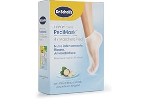 Dr. Scholl's Maschera Piedi con Olio di Macadamia per Talloni Screpolati, Piedi Più Morbidi e Lisci In 20 Minuti, Calzini Idratanti di Facile Utilizzo, Calzino e Confezione Riciclabili, 4 Paio