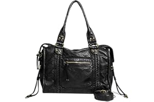 GSenhui Nity torba damska duża Slouchy torebka vintage duża torba City Tote Bag Y2k torba na ramię styl punkowy skórzany czarny