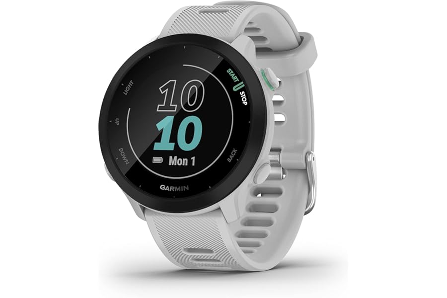Garmin [Renewed Forerunner 55 GPS 42mm Running Smartwatch, Easy to use, Lightweight, Training Guidance, Safety & Tracking Features, White (Renewed)