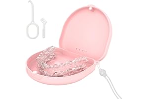 ‎TYSORETY Zahnspangendose Zahnschiene Box Mit Silikon-Handgelenkband und Belüftungslöchern, Retainer Case mit Entnahmewerkzeugen& Bürste (Rosa)