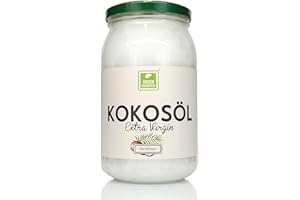 ‎GREEN ESSENCE Kokosöl Kaltgepresst Nativ von der Grünen Essenz Kokosnuss duftendes Öl im Bügelglas zum Kochen Backen zur Körperpflege 100% natürlich unraffiniert Kokosnussöl Extra Virgin (900 ml)