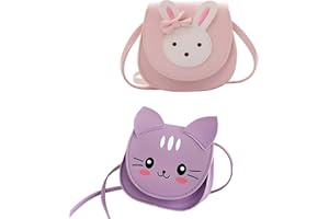Forreen Mini Sac à Bandoulière, 2 Pièces Princesse Mini-Sacs Petit Sac à Main Mignon Lapin Ours Brun Sac à Bandoulière en Cuir PU pour Garçons Filles Tout-Petits