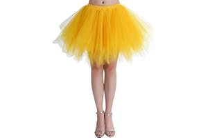 CHICWIND Carnival Women's 80s Puffy Tulle Skirt Tutu Skirts Tulle Petticoat (Reusable)