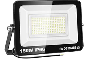 PICAA 150W LED Flood Lights Outdoor, Super Bright Security Lights, IP66 Waterproof Floodlight, Cold White (6500K) Wall Light, Perfect for Garden, Yard, Garage, Patio,Warehouse, Parking Lot