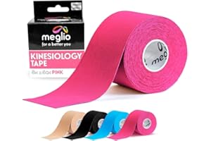 Meglio Kinesiology Tape - Uncut 5m Roll Sports Tape Strapping for Injuries, Support Muscle Tape, K Tape, Physio Tape, Trans Tape, Athletic Tape, Breathable & Waterproof | (Pink)