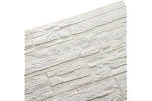 Ray-Velocity Carta da Parati 3D in Mattoni, DIY Pannelli Decorativi Murali Autoadesiva Impermeabile, Finta Pietra Moderna Piastrelle da Parete Autoadesive per Cucina, Bagno, Salone (Bianco, 36 Pezzi)