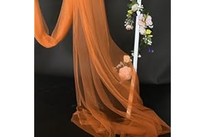 DUORIES 1m x 160cm Soft Tüllstoff,Tüll Stoffe zum Nähen,Netzstoff Dekostoff Drapierstoff für Arbor Hochzeit Vorhang Hochzeitsbogen Freihanddeko Querbehang Gardine Torbogen Zeremonie Party Dekor,Orange