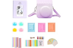 AISNYHO 9 in 1 Instant Camera Accessories Kit for Fujifilm Instax Mini 12 Instant Camera With Camera Case+Photo Album & Frames+Wall Hanging Frame+Colored Filter (Gradient Weave Purple)