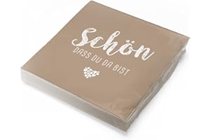 ‎ITENGA itenga Servietten Schön dass du da bist 30 x 30cm 3-lagig 20 Stück für Kommunion Konfirmation Hochzeit Taufe und andere Feiern (latte macchiato)